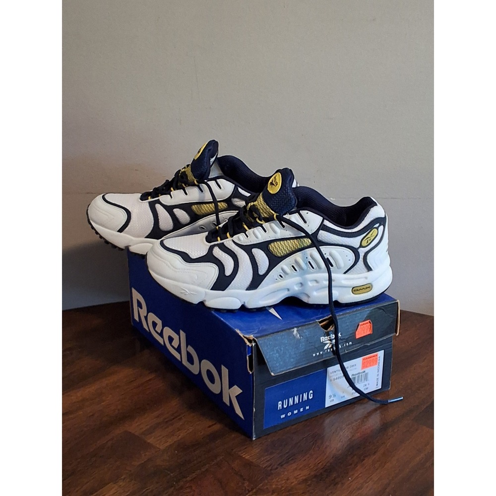 Reebok Ventilator DMX Women Running Shoes White Blue Yellow 1-54609 Size 9.5 NEW